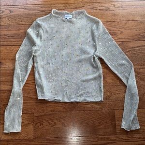 Sheer Silver Party Top w Gold Star & Moon Applicae Size M